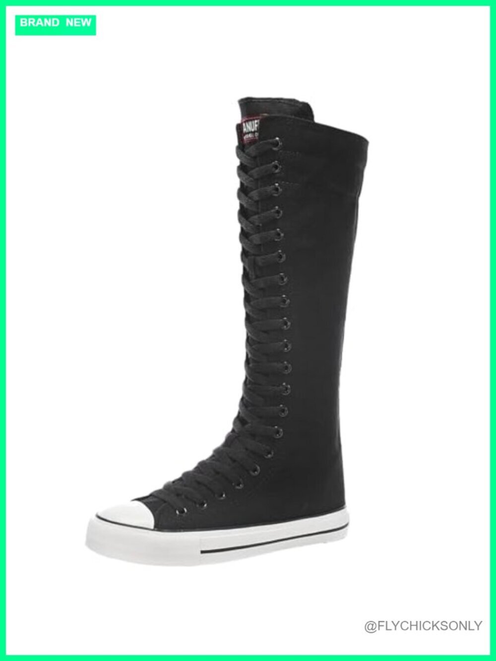 Canvas Knee High Dance Lace Up Zip Boots
